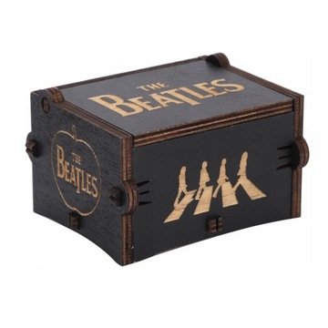 Деревянная музыкальная шкатулка «Битлз» с рукояткой в ​​подарок.