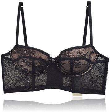 Atlantic czarny push up mini gorset koronka 75B