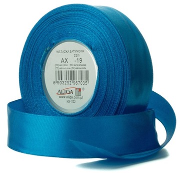 WSTĄŻKA SATYNOWA tasiemka atłas 12mm 32m C.NIEBIES