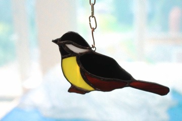Sikorka witraż Tiffany ozdoba polskie ptaki ptak