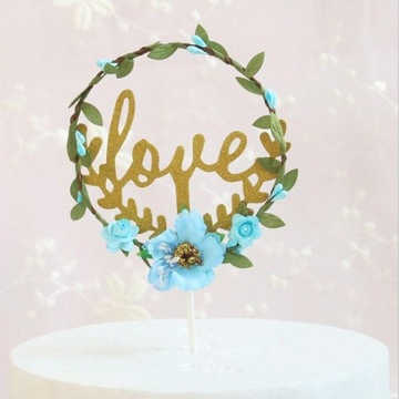 Miłość Monogram ozdoba na wierzch tortu dostawca przyjęcia zaręczynowego na wesele ciasto niebieskie
