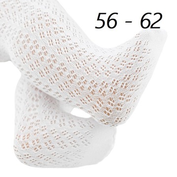 БЕЛЫЕ ДЕТСКИЕ КОЛГОТКИ С АЖУРНЫМ УЗОРОМ НА ЛЕТО В ЦЕРКОВЬ 56 - 62
