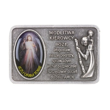 PLAKIETKA ze Świętym Krzysztofem. Modlitwa Kierowcy. Metalowa.