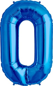 Balon foliowy niebieski cyfra 0 86cm