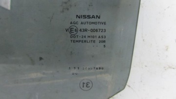 NISSAN PULSAR SKLO (OKNO) DVEŘE LEVÝ ZADNÍ 14-18