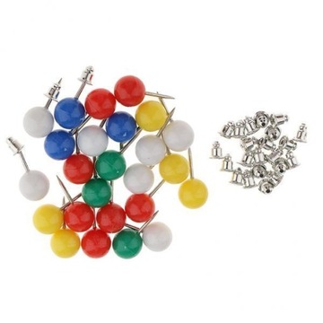 2X Assorted Coloured Push Pins Beads Head Thumb