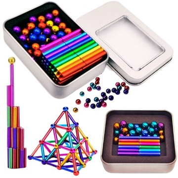 KULKI MAGNETYCZNE KLOCKI NEOCUBE TĘCZONE ZESTAW 152szt ROZWIŃ KREATYWNOŚĆ