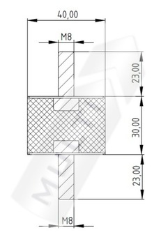 ВИБРОИЗОЛЯТОР А40х30 М8 Амортизирующая резиновая подушка