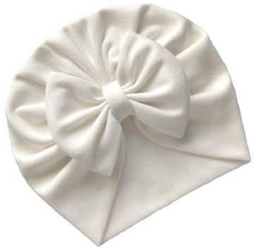 Czapka niemowlęca TURBAN kokarda CHRZEST 0-6