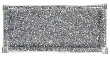 ПРЯМОУГОЛЬНЫЙ СТЕКЛЯННЫЙ ПОДДОН, СЕРЕБРЯНЫЕ ГЛАМУРНЫЕ КРИСТАЛЛЫ HB66332-SFJ