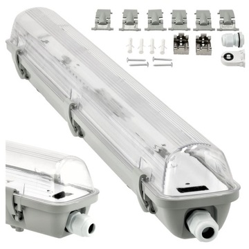 Oprawa LED Hermetyczna 1x60cm z Blachą Lampa LED Do Garażu Na Świetlówki