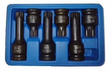 KLUCZE UDAROWE SPLINE M14-M18 6szt do PIAST VAG