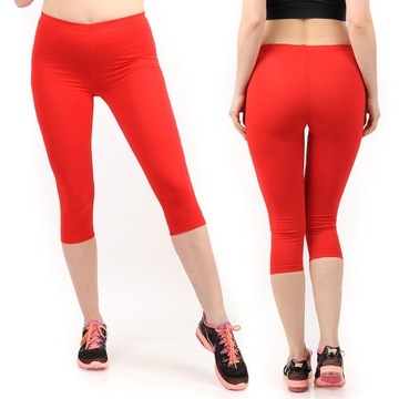 Legginsy damskie 3/4 bawełna Rybaczki Krótkie getry Polskie CZERWONE 6XL