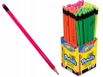 COLORINO Neonowy Okrągły OŁÓWEK z gumką HB Neon MIX Kolorów