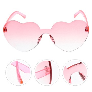 Okulary w kształcie serca, różowe plastikowe