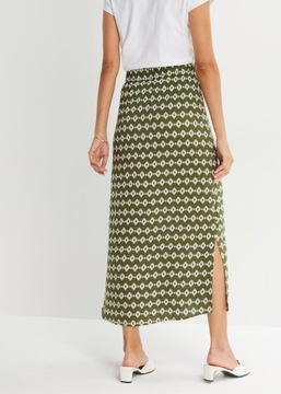 HA71 ЖЕНСКАЯ КЛАССИЧЕСКАЯ ЛЕТНЯЯ ЮБКА С УЗОРОМ BONPRIX 42 ОЛИВКОВЫЙ