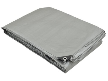 MOCNA PLANDEKA 5x6 m SREBRNA WZMACNIANA UV++ GRUBA