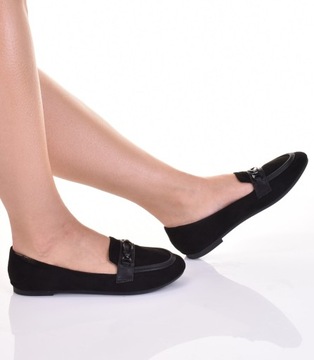 DAMSKIE MOKASYNY ZAMSZOWE LOAFERSY PÓŁBUTY MODNE CASUAL