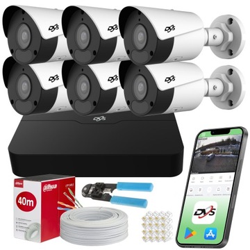ZESTAW DO MONITORINGU DOMU 6 KAMER ZEWNĘTRZNYCH IP POE FULL HD DVS