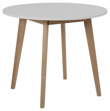 Stół okrągły Actona Raven 90 x 90 x 76 cm biały blat z płyty MDF malowanej