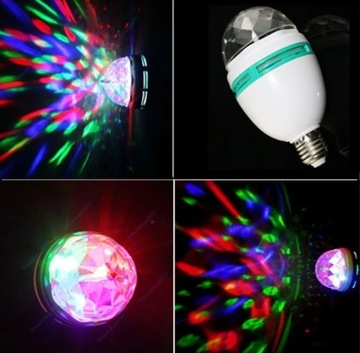 ВРАЩАЮЩАЯСЯ ДИСКОШАРНАЯ ЛАМПА LED RGB POWER E27 ДИСКОШАРНАЯ ЛАМПА