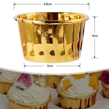 PAPILOTKI DO MUFFINEK ZŁOTE 50x40 FOREMKI NA BABECZKI KUBECZKI MUFFIN 50szt