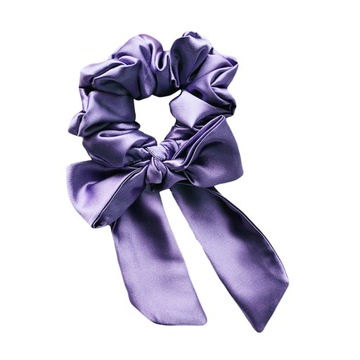 Gumka do włosów satyna scrunchie wstążka Lila