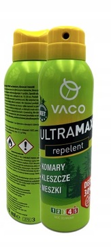 Спрей от комаров защищает от клещей ULTRAMAX 30% DEET Vaco