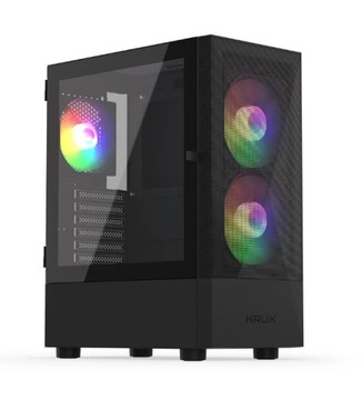 OBUDOWA KRUX VAKO RGB MIDI TOWER CZARNA OKNO SZYBA TUNEL