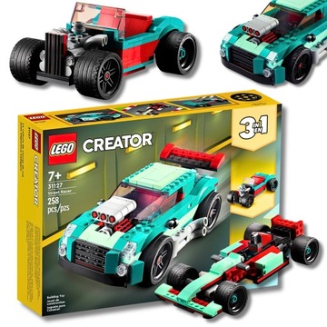 LEGO CREATOR 3W1 ULICZNA WYŚCIGÓWKA 31127 Zestaw Samochód Wyścigowy Auto