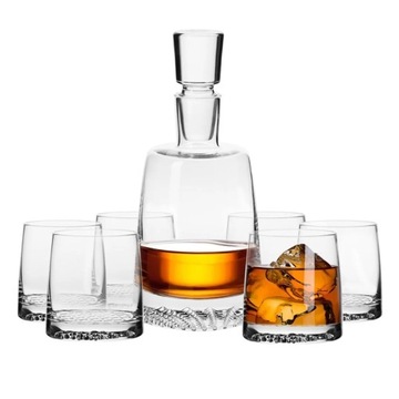 Karafka do whisky KROSNO FJORD zestaw ze szklankami 6 + 7 elementów