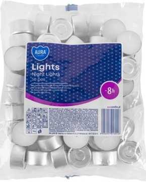 TEALIGHTY Bezzapachowe PODGRZEWACZE świeczki TEALIGHT BISPOL ~8H 50 SZTUK