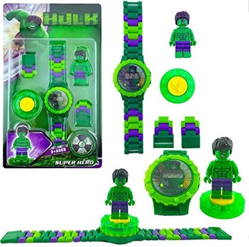 zegarek LEGO dziecięcy HULK z klocków chłopięcy zegarki klocki dla chłopca