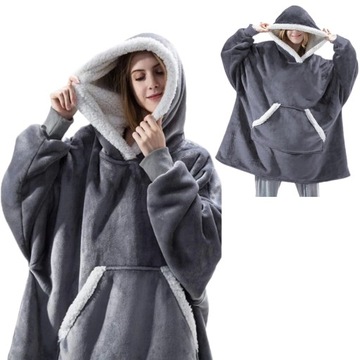 CIEPŁA BLUZA KOC OVERSIZE FUTRZAK 2W1 GRUBA XXXL