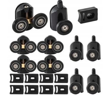 Komplet 8 rolek do kabiny prysznicowej kółka 23mm czarne, rolka