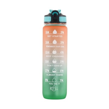 Water Bottle 1L with Straw, Motivational Water