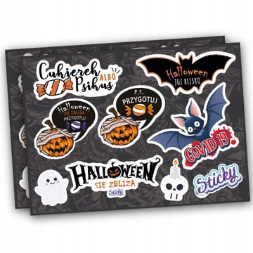 Naklejki HALLOWEEN NA ROWER, KASK MIX 9 szt