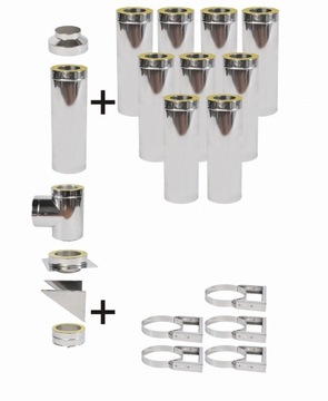 Komin ocieplony, 1,0 mm,drewno,węgiel;Ø 150;1 rura