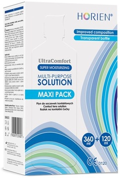 HORIEN ULTRA COMFORT MAXI PACK 360ML+ 120ML ЖИДКОСТЬ ДЛЯ КОНТАКТНЫХ ЛИНЗ