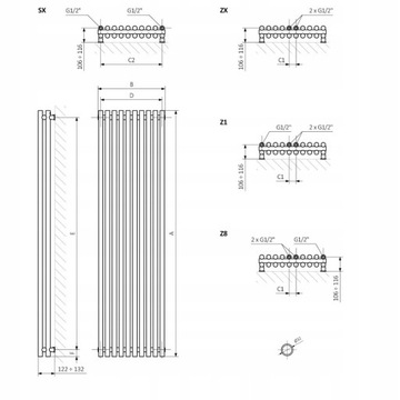 Подоконный радиатор Tune VWD 60 х 159 мощность 1934 Вт