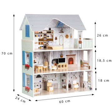 Кукольный домик с мебелью Резиденция Эмма ECOTOYS