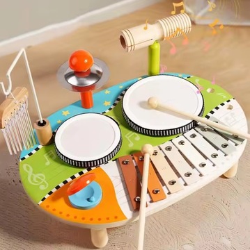 Деревянные барабаны набор инструментов красочные барабанные тарелки