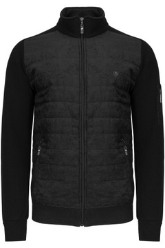 BLUZA MĘSKA ROZPINANA CZARNA PIKOWANA OCIEPLANA KURTKA STÓJKA BAWEŁNA: XL