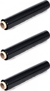 3 x FOLIA STRETCH 1,5KG CZARNA STRECZ STRECH CZARNY