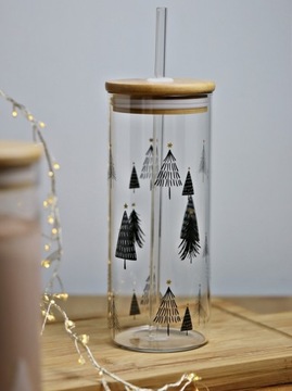 СТЕКЛЯННАЯ бутылка, стакан SMOOTHIE, 600 мл, с трубочкой