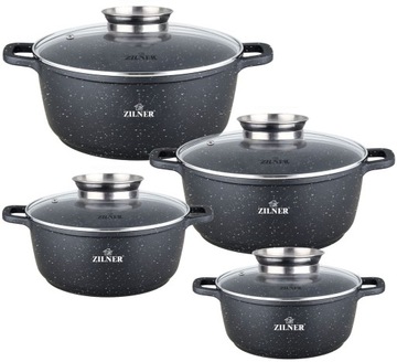 Zestaw garnków Zilner PREMIUM aluminiowe 8 el. MARMUR INDUKCJA