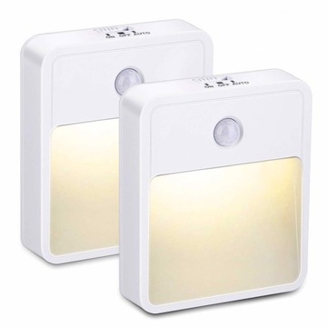 2X Lampka z czujnikiem ruchu, ciepłe światło LED,