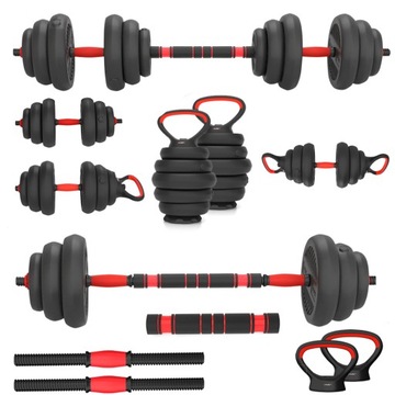 ZESTAW CIĘŻARÓW REGULOWANYCH 40KG SZTANGA SZTANGIELKI KETTLEBELL PODPÓRKI