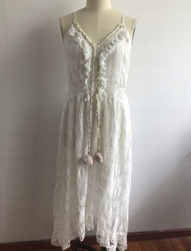 ДЛИННОЕ ПЛАТЬЕ ПАРЕО ДЛЯ ПЛЯЖА, БЕЛАЯ МАКСИ-КЕПКА