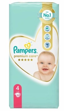PAMPERS PREMIUM CARE 4 PIELUSZKI 52 SZT 9-14 KG DERMA COMFORT